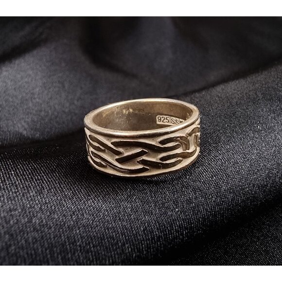 Rare Vintage Sterling Silver 925 Intricate Flame Design Ring Size 7 - Picture 1 of 5